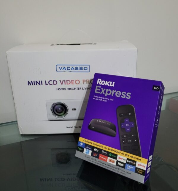 PROYECTOR VACASSO + ROKU COMBO COMPLETO DE VIDEO HD